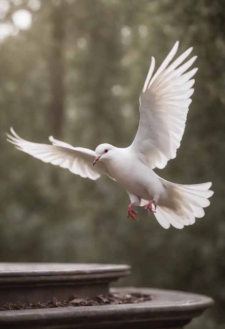 A white dove flying, representing peace, in the background A broken heart mending. In 8k, trending on artstation, sharp focus, studio photo, intricate details, highly detailed, black and white