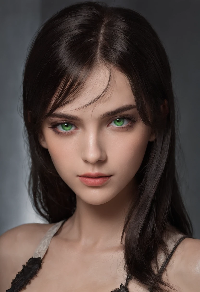 A woman with green eyes and long hair posing for a picture - SeaArt AI