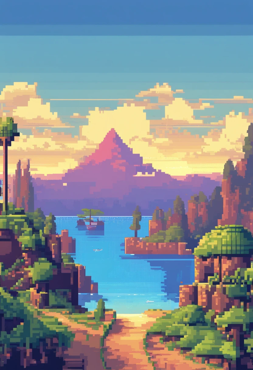 Pixel art tourist landscape. evening. 3D pixel art 4K wallpaper ...