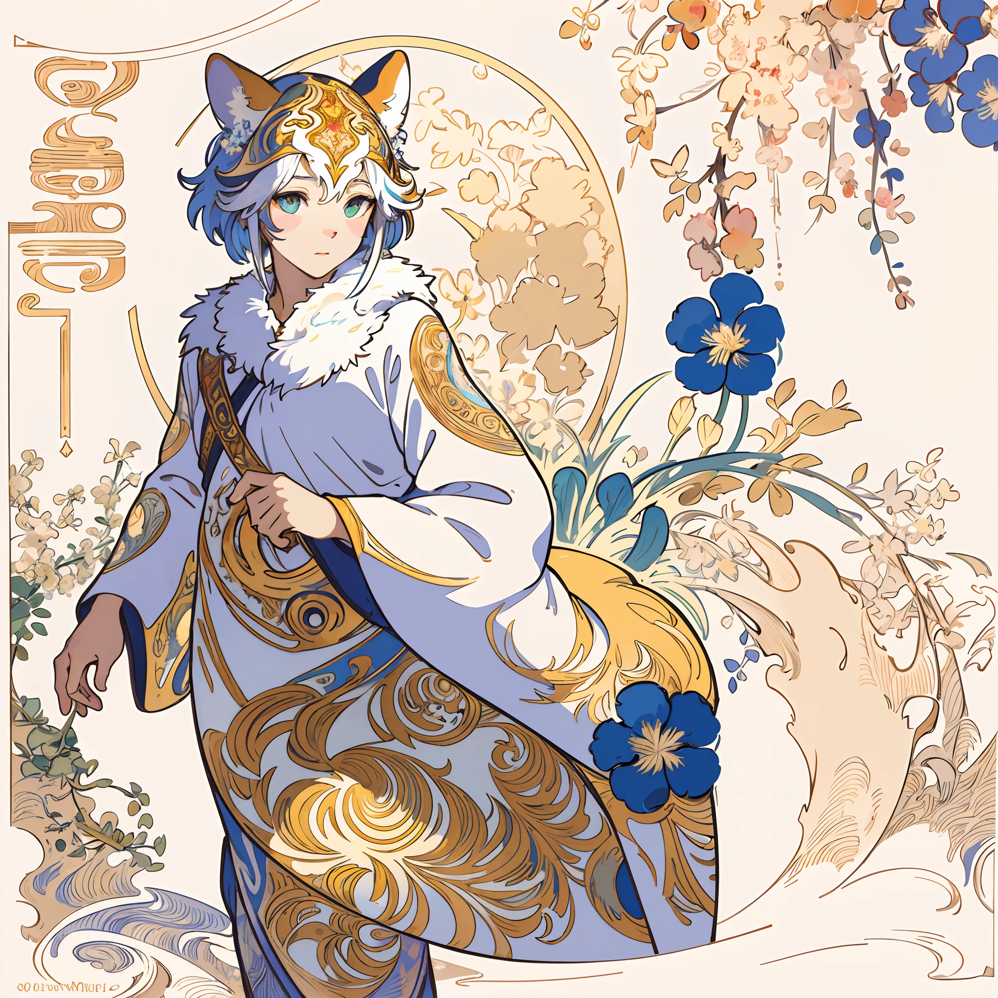 highres, top quality, best quality, paid reward available, High-quality illustrations by Alfons Mucha, unparalleled masterpiece, perfect artwork, absurdres, logo mark, stamp, Geometric pattern, vector-art, masterpiece(kemono, furry anthro)flower,