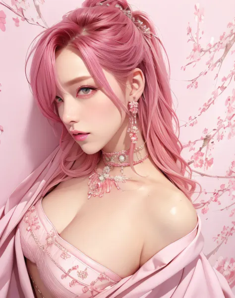 (masterpiece, best quality, 1girl, solo, intricate details, chromatic aberration), realistic, ((medium breath)),long hair, pink ...