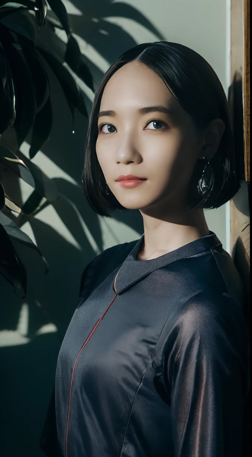 (Side lighting、Photorealsitic、Beautiful Eyes of Details:1.2)、portlate、realisitic、3D顔、shinny skin、(​masterpiece、top-quality、beautiful quality、Look at viewers、Detailed Lighting、shadowy、8K:1.4)、women's pictures、独奏、Bust、The upper part of the body、细致背景、Glamping、1girl in:1.4、Ayano Omoto、Mountain Girl