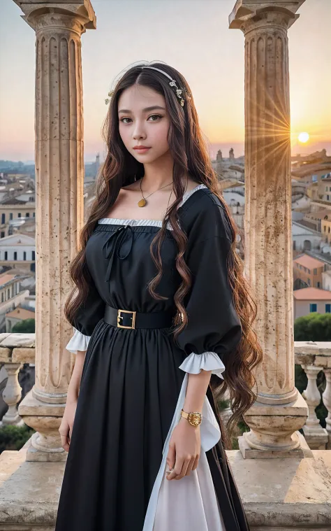 photo. on the cover of teen vogue. text says"tenalisa" teenage mona lisa, 14 years old in black long skirt dress, she has a brun...