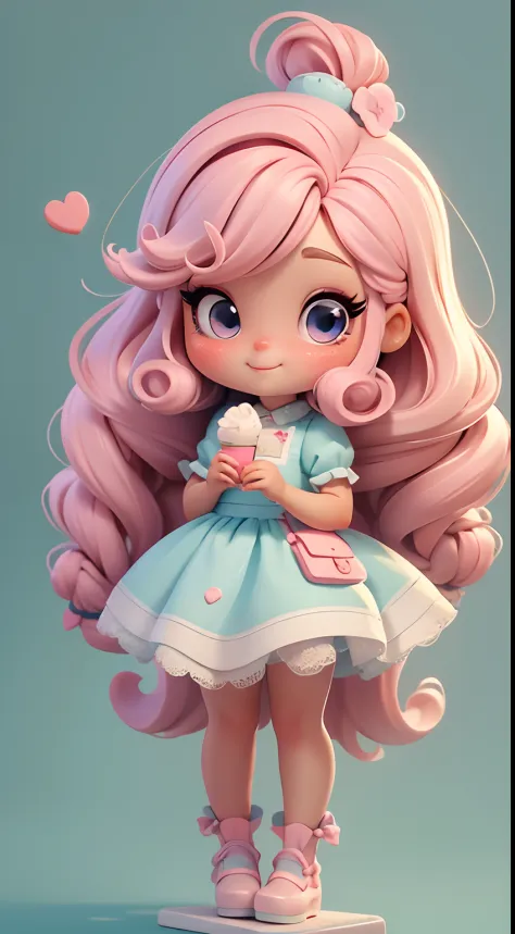 Create a series of cute loli chibi style dolls with a cute candyland chef theme, each with lots of detail and in an 8K resolution. All dolls should follow the same candyland candy wallpaper pattern and be complete in the image, mostrando o (corpo inteiro, ...