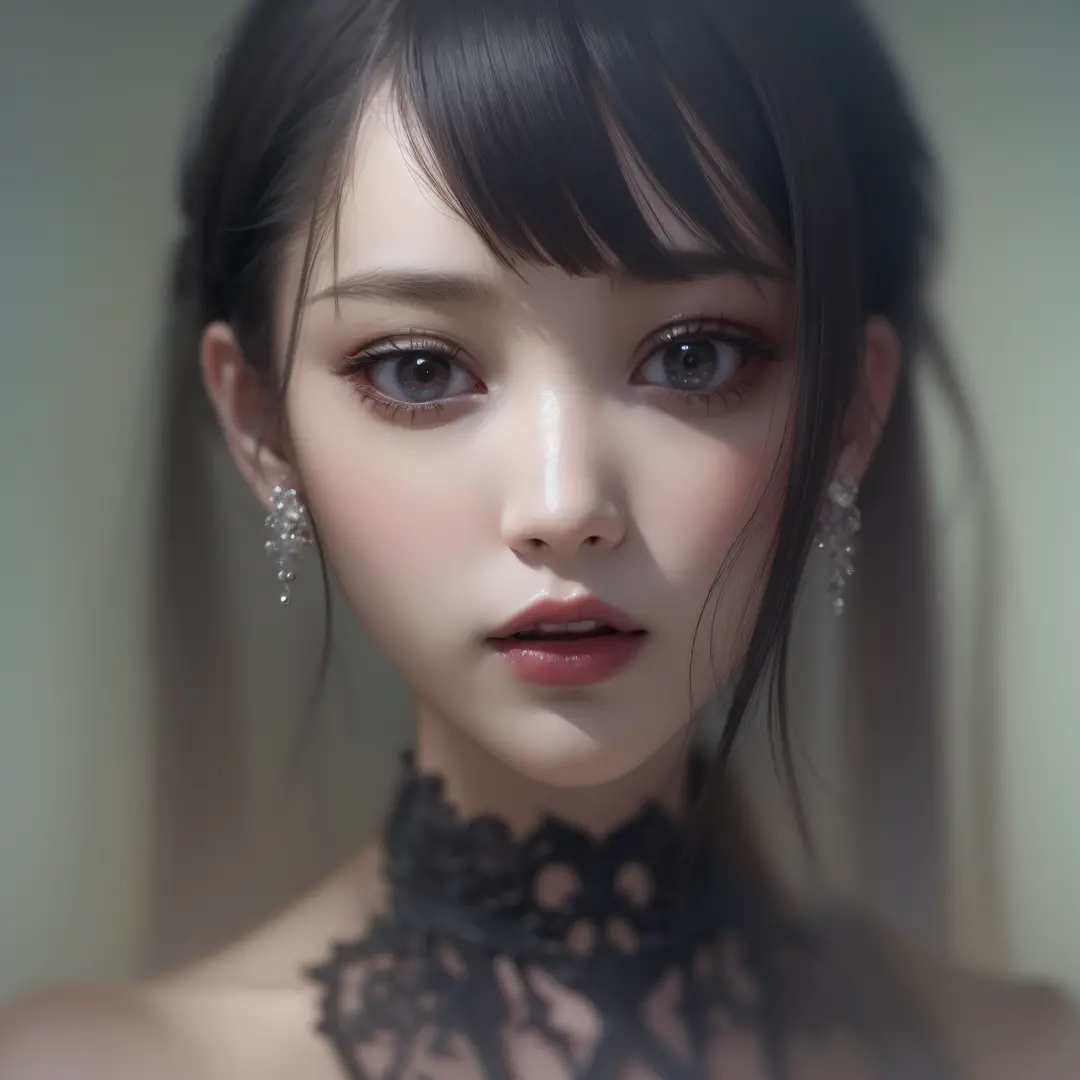 Gothic Girl、makeup、close up of face、(realisitic、hight resolution)、(1 girl in)、Do-Up Eye、Korean Girl、(Best Quality), (masutepiece), (1girl in), Solo, a beauty girl, Perfect face,,dreamlikeart、Highly detailed airbrush art((Surreal))、Volumetric lighting、(top-...