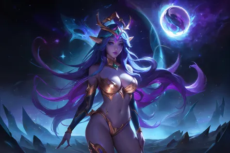 (League of Legends:1.5),Legendary skins "Cosmic Elf Bambi" Bring the forest elves into an awesome cosmic realm, Turn her into a celestial being with great power and wonder.

In splash art, The appearance of Bambi underwent an amazing cosmic transformation....