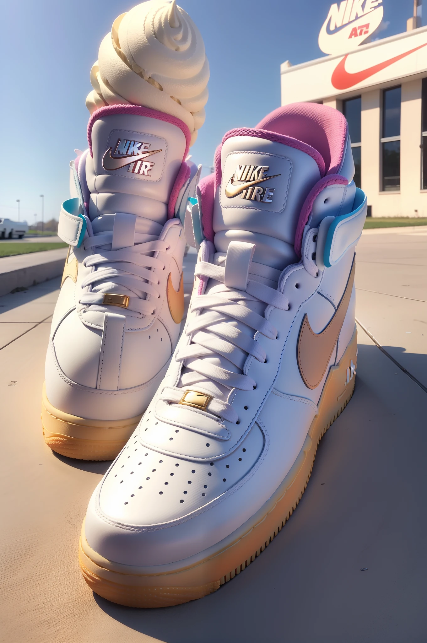 Nike Air Force 1 High 07 Blanco rosa oro SeaArt AI