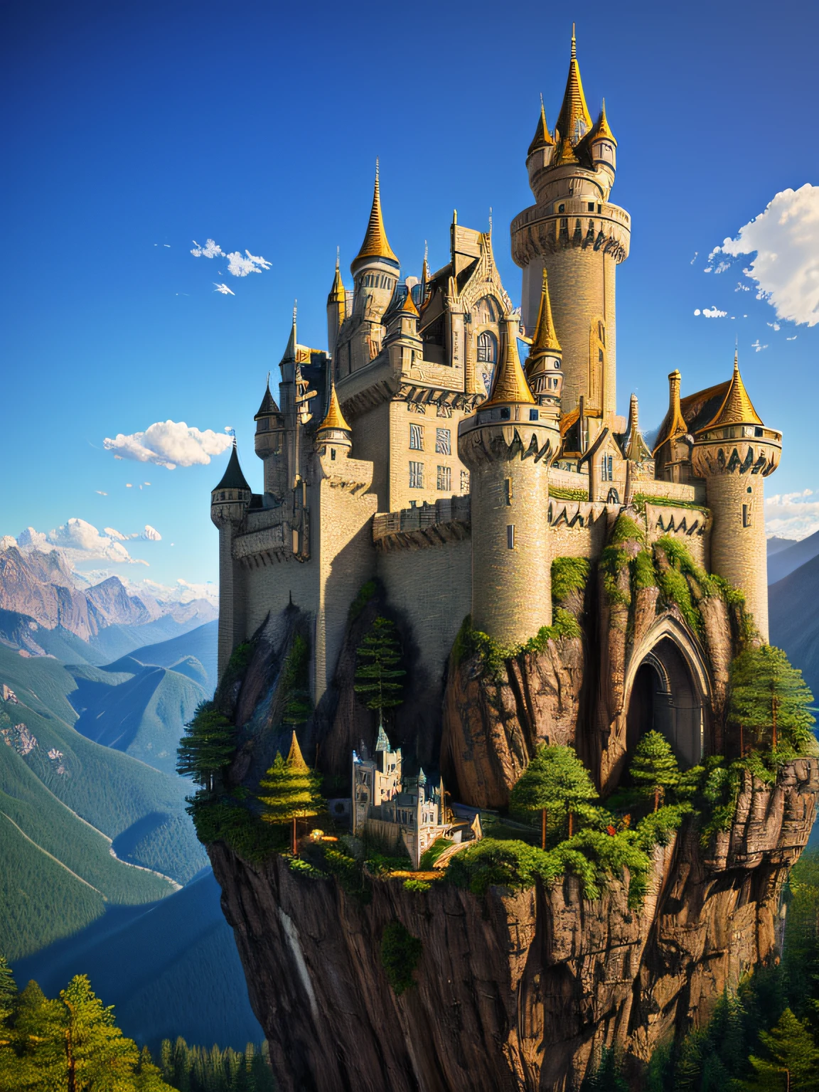 A forbidden castle high up in the mountains, pixel art, (intricate details:1.12), hdr, (intricate details, hyperdetailed:1.15), (natural skin texture, hyperrealism, soft light, sharp:1.2), game art, key visual, surreal