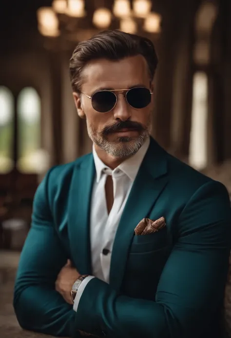 a rich Young man with a beautiful background in Italy, boxerschnitt ...