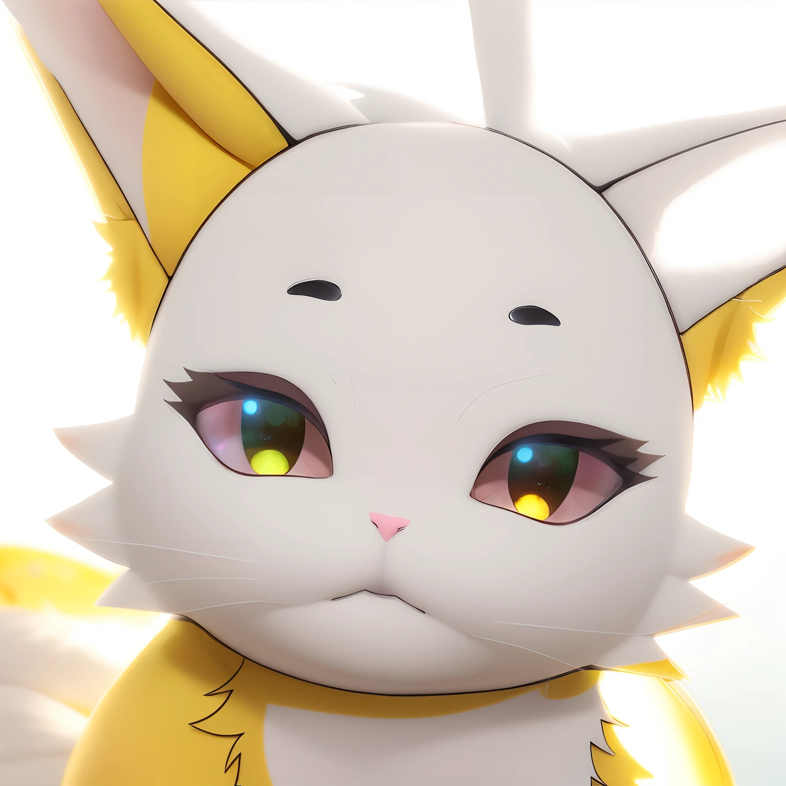 Anime - style cat with yellow eyes and a yellow collar - SeaArt AI