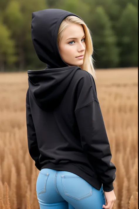 Girl wearing hot sale black hoodie