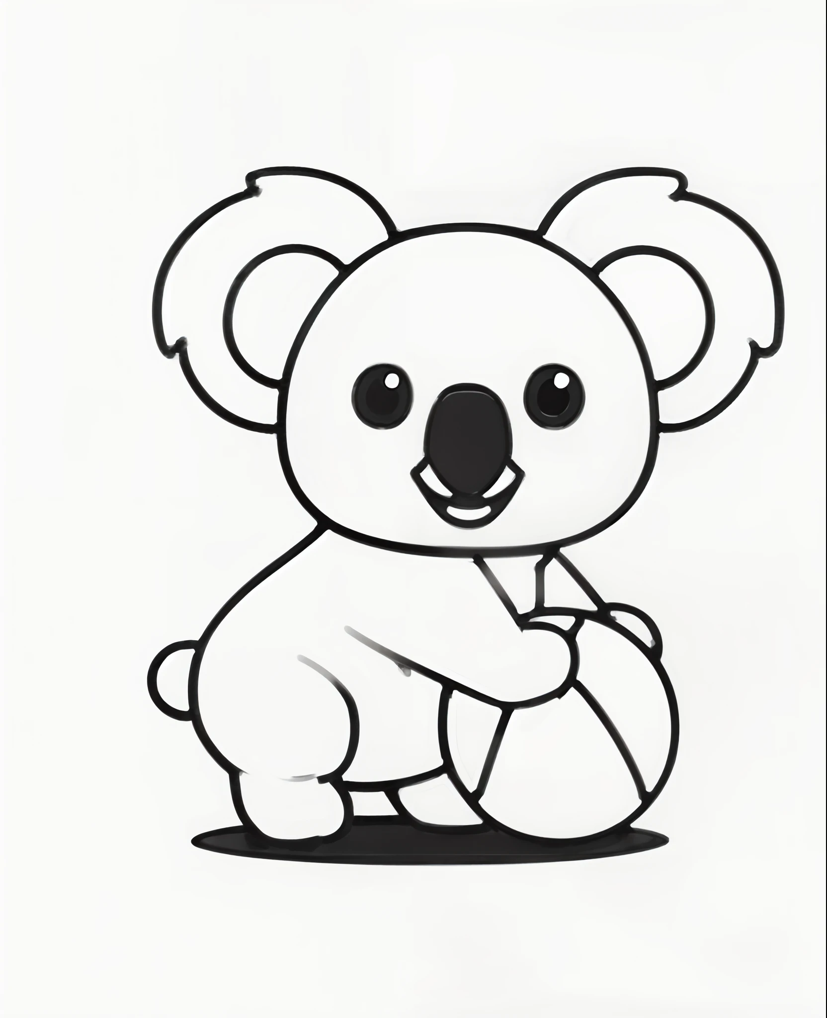 Coloring pages for kids to print - koala bear with a ball - SeaArt AI