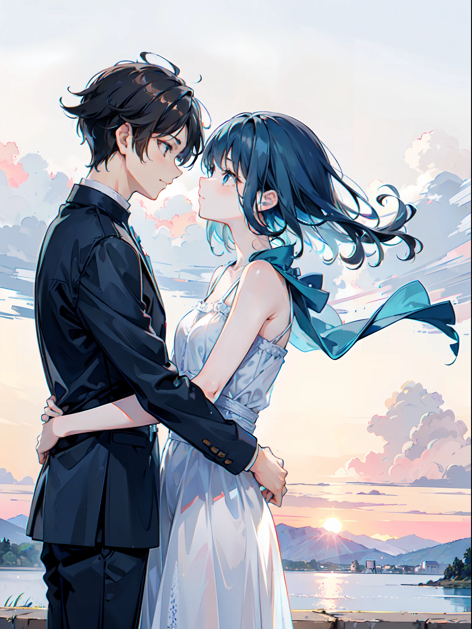 Anime couple in formal attire standing next to each other - SeaArt AI