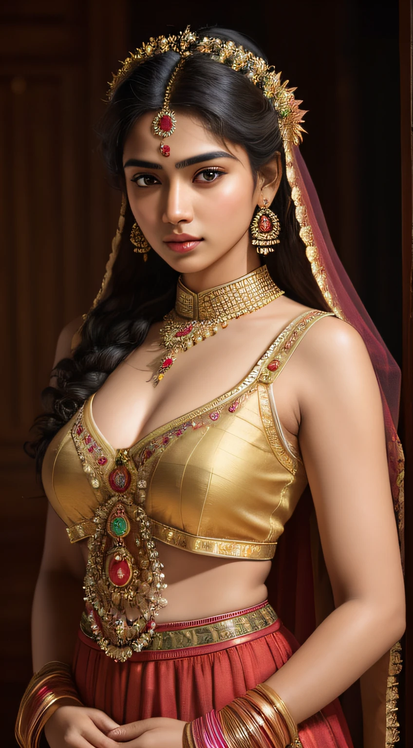 jeune fille indienne, 18 ans, Haut à l’ancienne allure, Robe de style 100 AD, éclairage doux, détails complexes du visage, teint impeccable,photo du corps entier, rendu 3D au top, Hyper réaliste,  photoréaliste digital art trending on Artstation 8k HD high definition détaillé realistic, détaillé, Texture de la peau, hyper détaillé, realistic Texture de la peau, armature, meilleure qualité, ultra haute résolution, (photoréaliste:1.4),, Haute résolution, détaillé, Photo brute, 400 caméra f1.6 couleurs riches en lentilles, texture hyper réaliste, éclairage spectaculaire