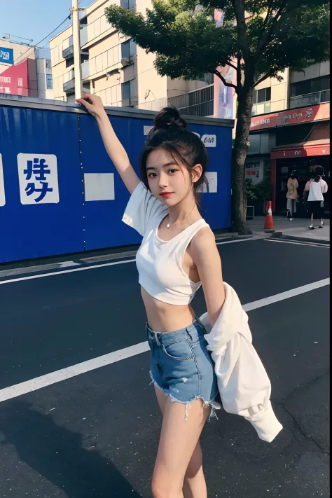 Late summer photos、Images depicting different scenes of a teenage girl traveling around Tokyo in the summer of the 1990s and 2020s. She is seen standing, Dancing, Posing、Tempting、Have fun、Eta、Gaze beyond these situations to the sky, Each represents a blend...