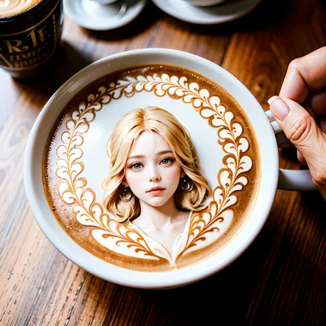 Use latte art in the white form:1.5, Butterfly art, A few cups of coffee:1.3, intricate illustration, delicate linework, Fine de...