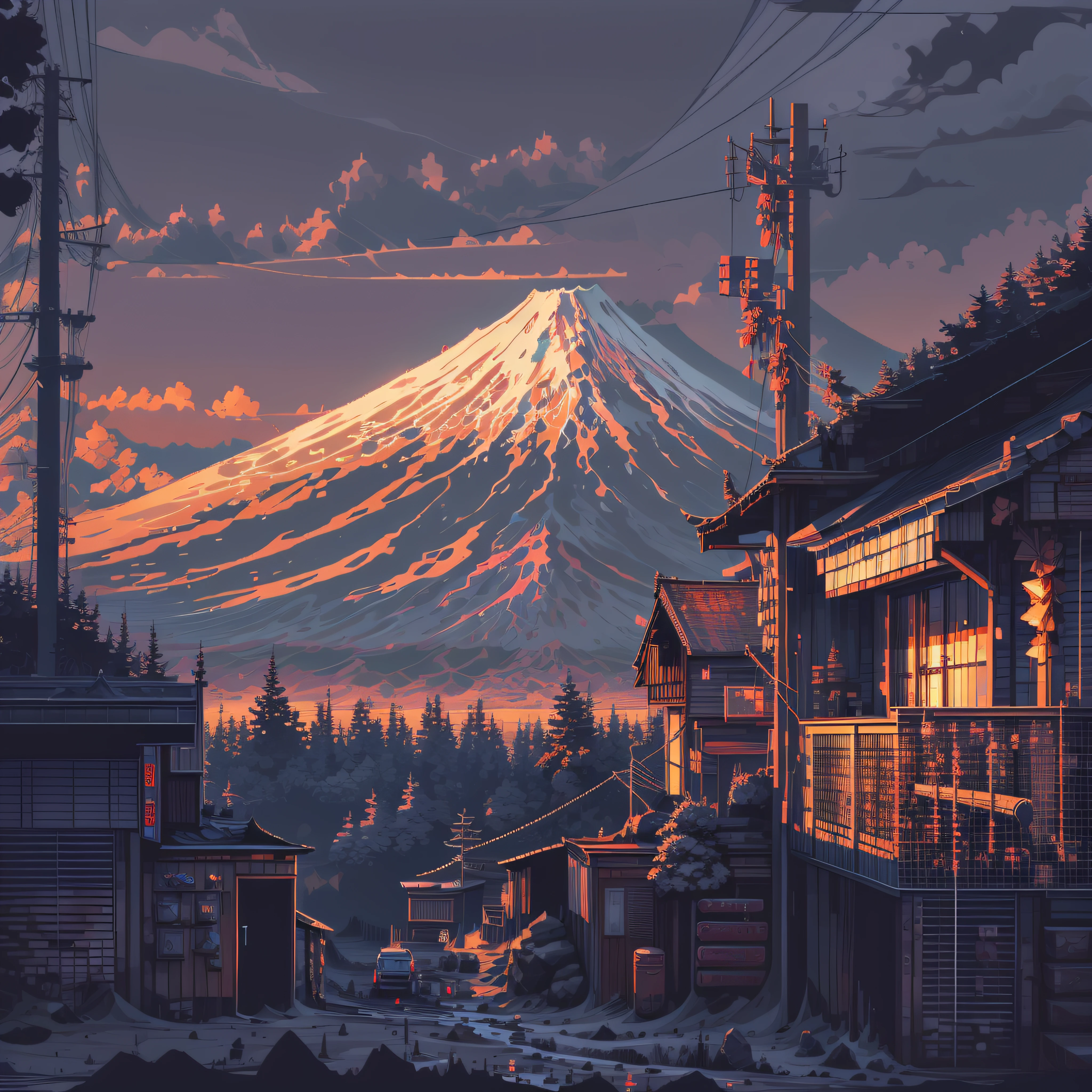 Mt fuji，suns，fresh，pix，pixelart