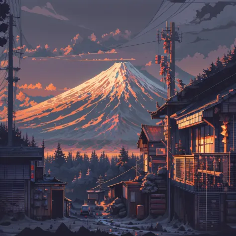 mt fuji，suns，fresh，pix，pixelart