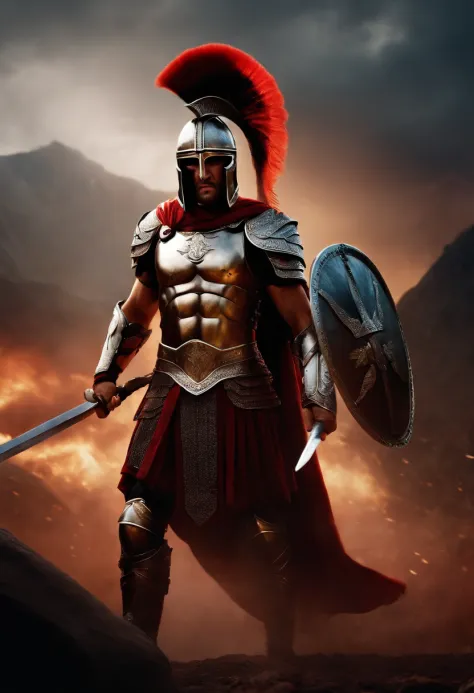spartan warrior, Fighting , Bloody armor, Epic, 8K