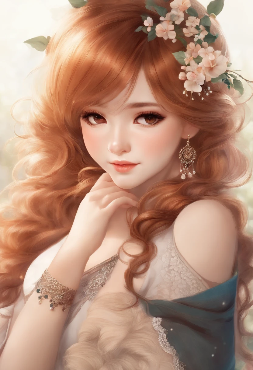 master part, best quality, highy detailed, 1girl, standing alone, (:3:0.9), animal ear fluff, animal ears, orange hair, fluffy hair, blush, eyes browns, flowers, orelhas de red fox, red fox , Gradient, GRADIENT BACKGROUND, Hair flower, hair ornament, Japanese clothing, kimono, Looking at Viewer, miko, sorrido, standing alone, kimono branco, beautiful lighting