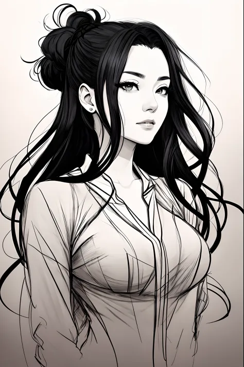 Imagine a stunning artwork of a woman with luxurious, flowing hair, drawing inspiration from Feng Zhu's concept art. This woman'...