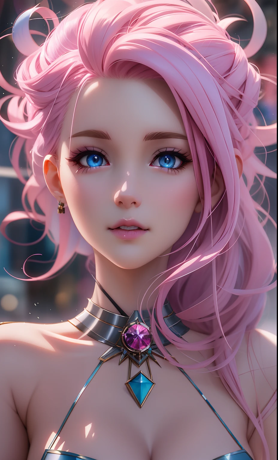 Anime-Mädchen mit rosa Haaren und blauen Augen posiert für ein Foto, detaillierte digitale Anime-Kunst, 8k hochwertige, detaillierte Kunst, 3D-Rendering von Charakteren 8 k, Ross Tran 8 K, deviantart artstation cgscosiety, Fantasy-Kunststil, atemberaubendes Anime-Gesichtsporträt, 2. 5 d CGI Anime Fantasy Kunstwerk, 4K hochdetaillierte digitale Kunst, wunderschöne digitale Kunstwerke