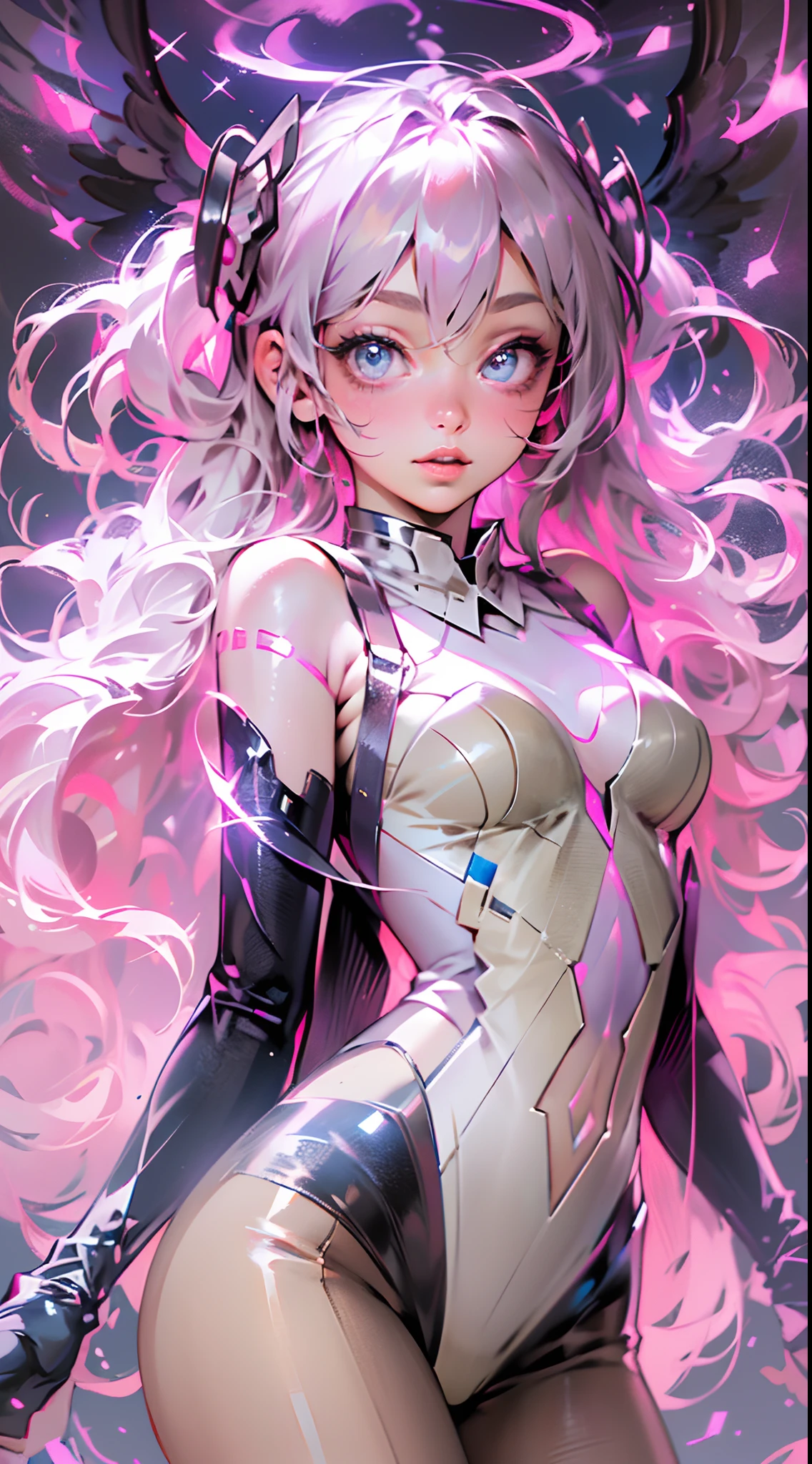 (((tmasterpiece))), 1girll, Hatsune Miku, vocal, Super detailed, hyperrealistic face, (flirty expression), (pink leotard), Blue gloves, Pantyhose, ((Super cute face)), ((Angelic face)), ((Incredibly beautiful eyes)), (glowing light eyes), (full bodyesbian), (luminous hair), Super sexy hair, (Delicate and perfect hands), (Perfect anatomy), Super delicate and sexy body, sexyposture, ((ulzzangs)), (ultra thin face), Exquisite features, ultra - detailed, Better quality, Cinematic lighting, attractive beautiful, sexy looks, Nice star background