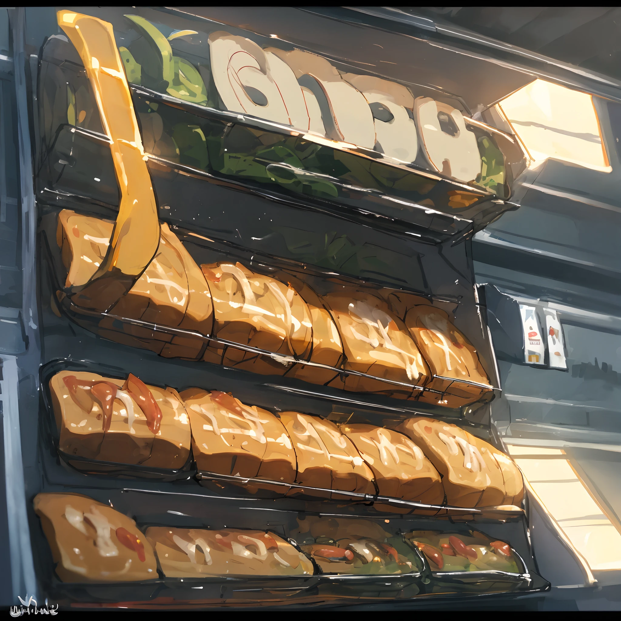 There are many different types of bread on display in a store - SeaArt AI