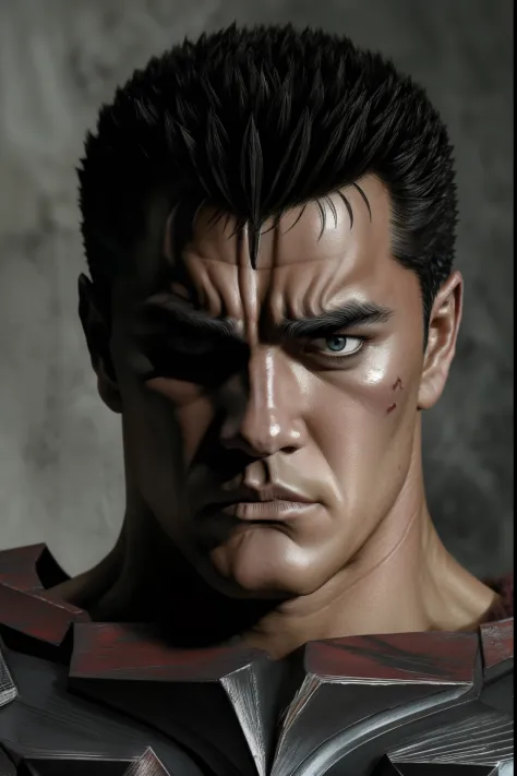 GATZ,guts \(Berserk\)
one eye covered,the other is open,Sharp expression on his face,aggression and anger on the face 
Men's Focus
manly
scar