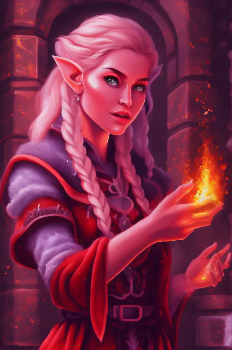 nqartst style pixel art picture of a scene from baldurs gate, a portrait of a female elf wizard casting a spell , blond hair, gr...