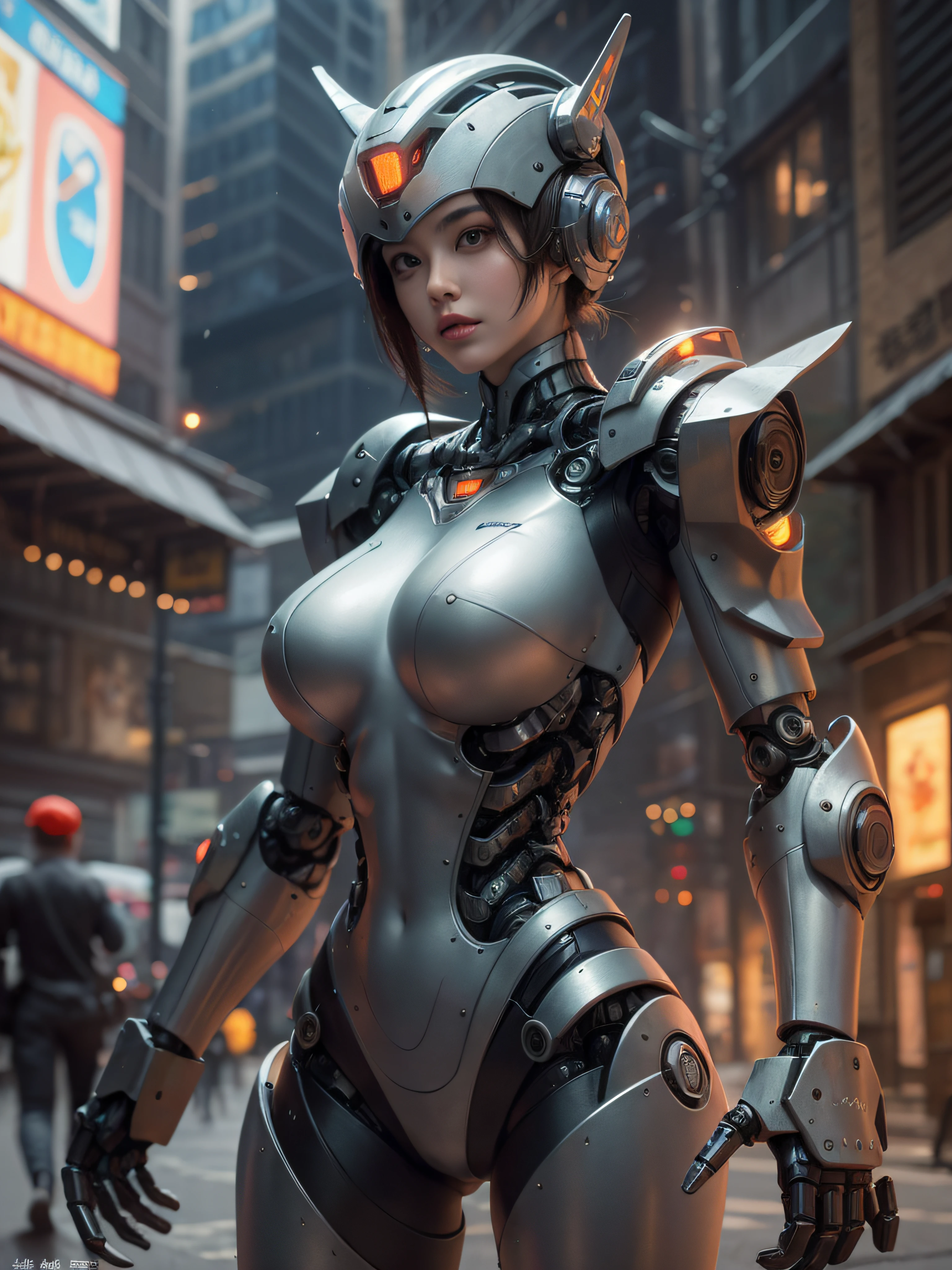 (masterpiece), (best quality),photorealistic, 8k raw photo,ultra high res, robot,glowing,Rembrandt light ,contour light
jiqinvhai, (((huge robot mecha))), 
1girl,upper body,bare shoulders,outdoors, detailed skin
mecha musume,mechanical parts,robot joints,headgear,full armor