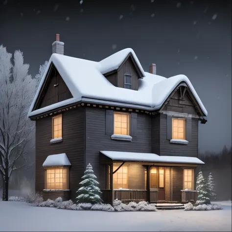 Image of Brittany's house at night with snow falling](url-da-imagem-da-casa-com-neve)