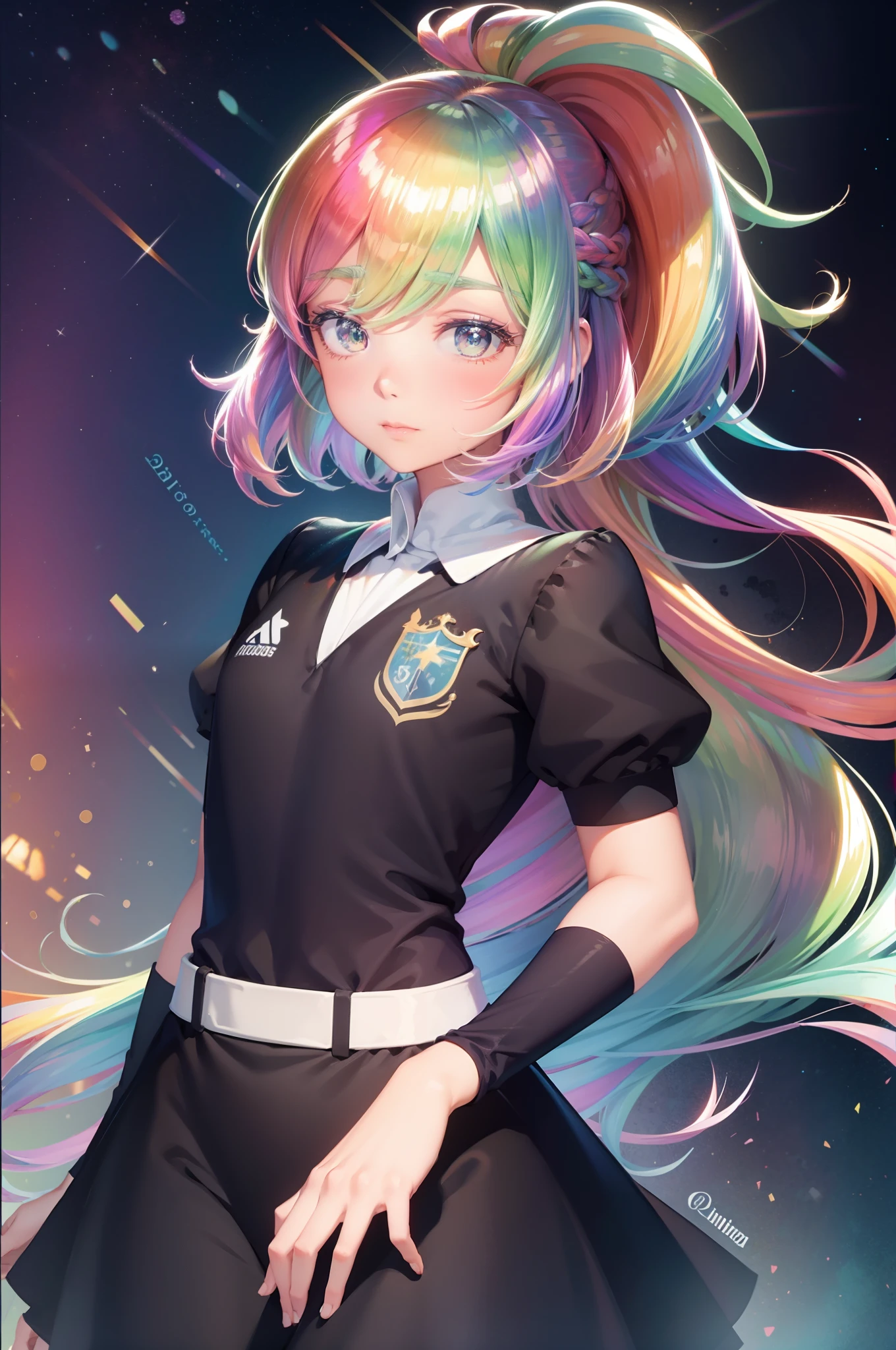  anime, uniforme de futebol, cabelo arco-íris