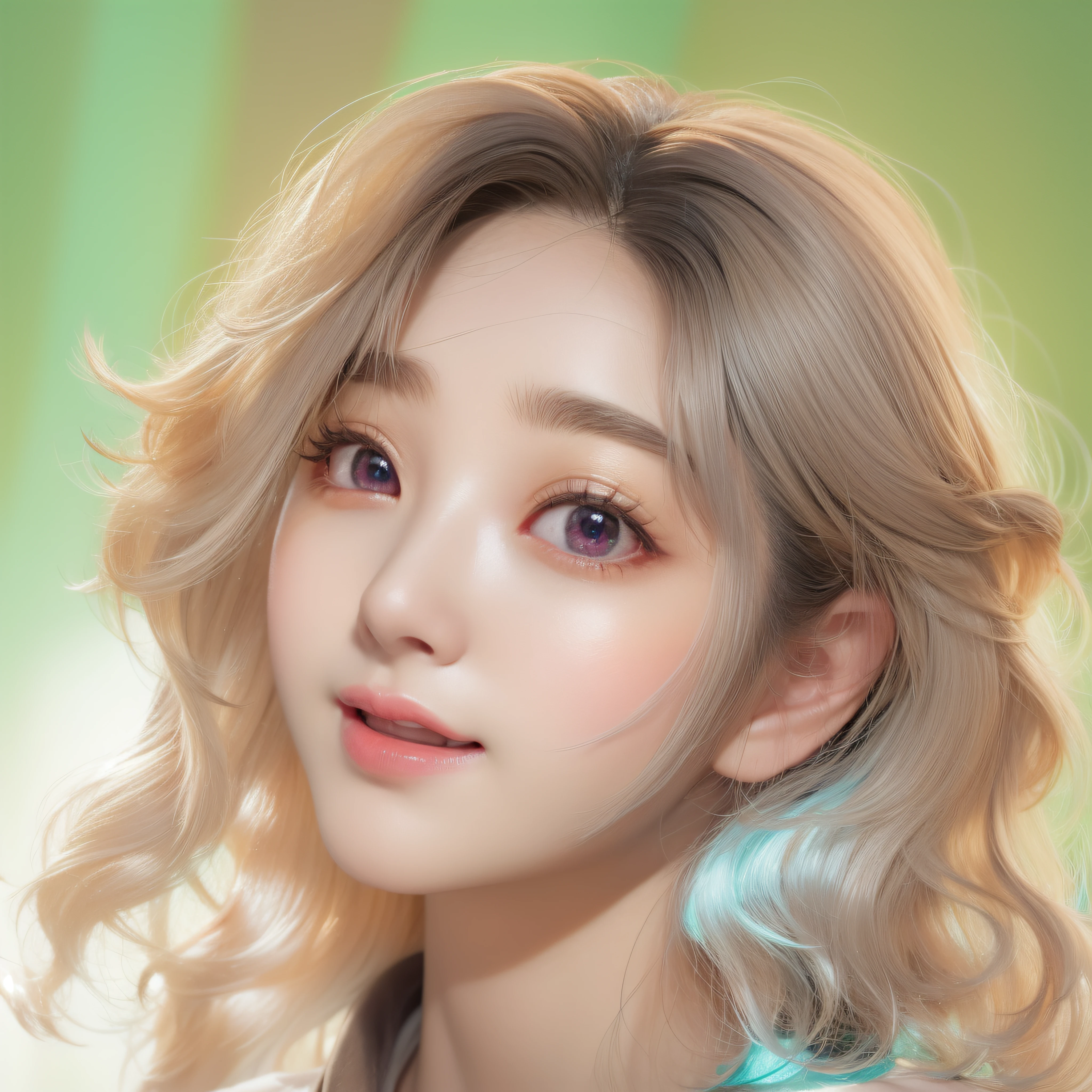 close-up of the smile face、close-up of the smile face、Designer、(realisitic、hight resolution)、(1 girl in)、Do-Up Eye、Korean Girl、(Best Quality), (masutepiece), (1girl in), Solo, a beauty girl, Perfect face, dreamlikeart、Highly detailed airbrush art((Surreal))、Volumetric lighting、(top-quality)、The ultra-detailliert、Highly detailed colorful details、(Bright lighting)、dynamic compositions、Ray traching、The mirror reflects light、Shallow depth of field、ultra-detailliert、mixing  exposure、nffsw、Her eyes are glowing pink、Eyes are pink。Tank Tops