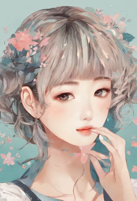 Hairstyles:  cut, Super pretty 20 year old Korean girl,happy face, Cartoon style illustration, Cartoon Art Style, Cartoon Art Style, Digital illustration style, Highly detailed character design, cute detailed digital art, beautiful digital illustration, hi...