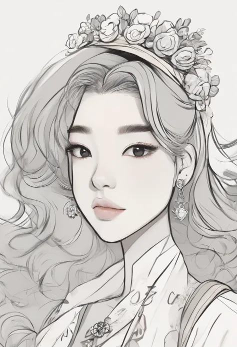 Hairstyles:  Using hair accessories like headbands, hairpins, and scrunchies to add flair and personality to their hairstyles, Super pretty 20 year old Korean girl,happy face, Cartoon style illustration, Cartoon Art Style, Cartoon Art Style, Digital illust...