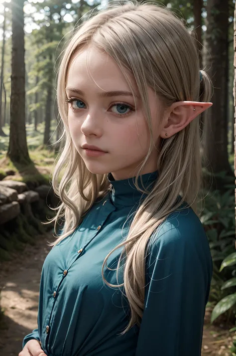 portrait of swedish girl, cute and beautiful face, elf, pointy ears ...