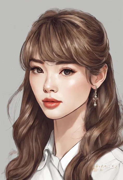 Hairstyles:  shapely, A high ponytail adds an element of sophistication and style, Super pretty 20 year old Korean girl,happy face, Cartoon style illustration, Cartoon Art Style, Cartoon Art Style, Digital illustration style, Highly detailed character desi...