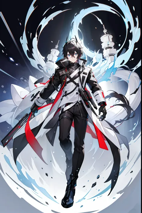 (masterpiece), best quality, solo, arknights design, arknights character, arknights style, dynamic pose, full body, arknights operator, (black hair, blue eyes), lights final toll, pogi, handsome, gwapo, deepwoken style, medium height, scientist, researcher...