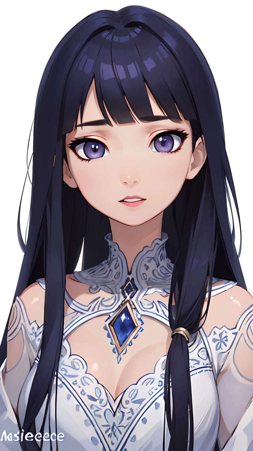 detailed eyes, Perfect features, (masterpiece), (best quality:1.4), absurdres, [:intricate details:0.2], moist skin, shiny skin, glossy skin, (masterpeace, best quality, good quality:1.4), masterpeace, intricate details,long dark blue hair, Blunt Bangs, purple eyes