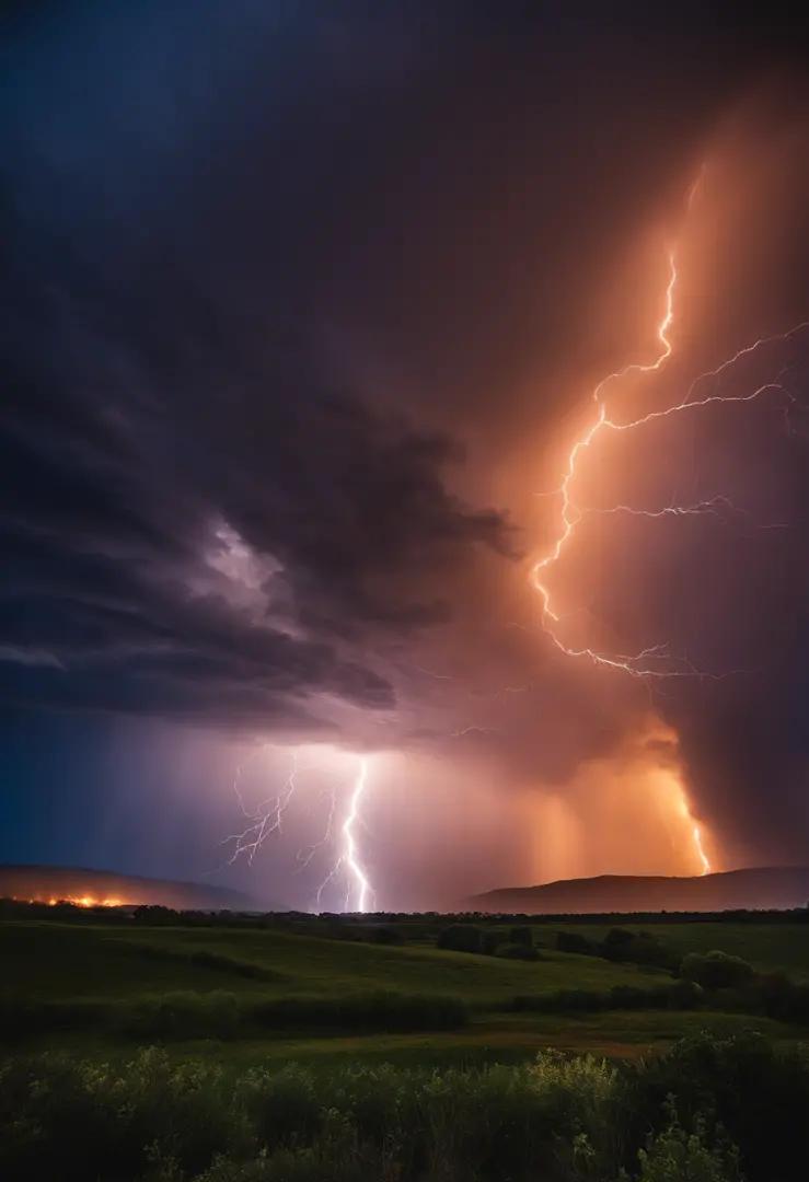 A large cloud with lightning coming out of it in the sky - SeaArt AI