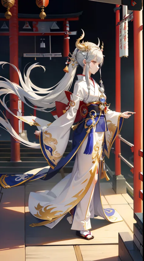 ((8K))、((32K))、((​masterpiece))、((top-quality))、((超A high resolution))、((Stylistic image of a Japan priestess dressed as a silver dragon))、((Japan details))、((Highly detailed priestess costume))、((highly intricate detail))、detailed skin textures、Detailed C...