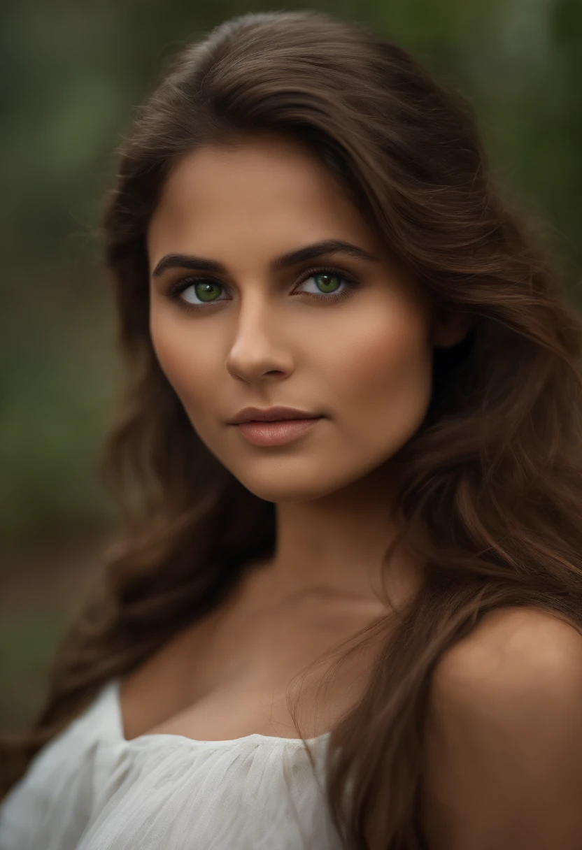 A close up of a woman with long hair and green eyes - SeaArt AI