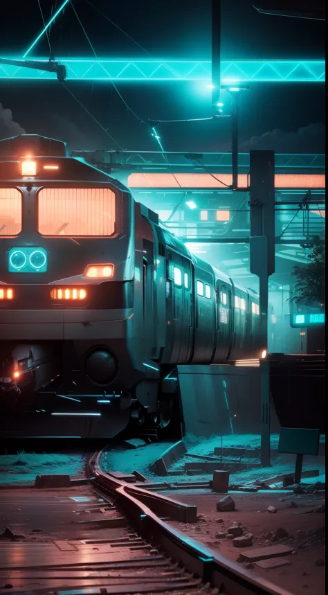 4d cyber punk train in dinemic ultra cinematic quality portrait robotic machanical