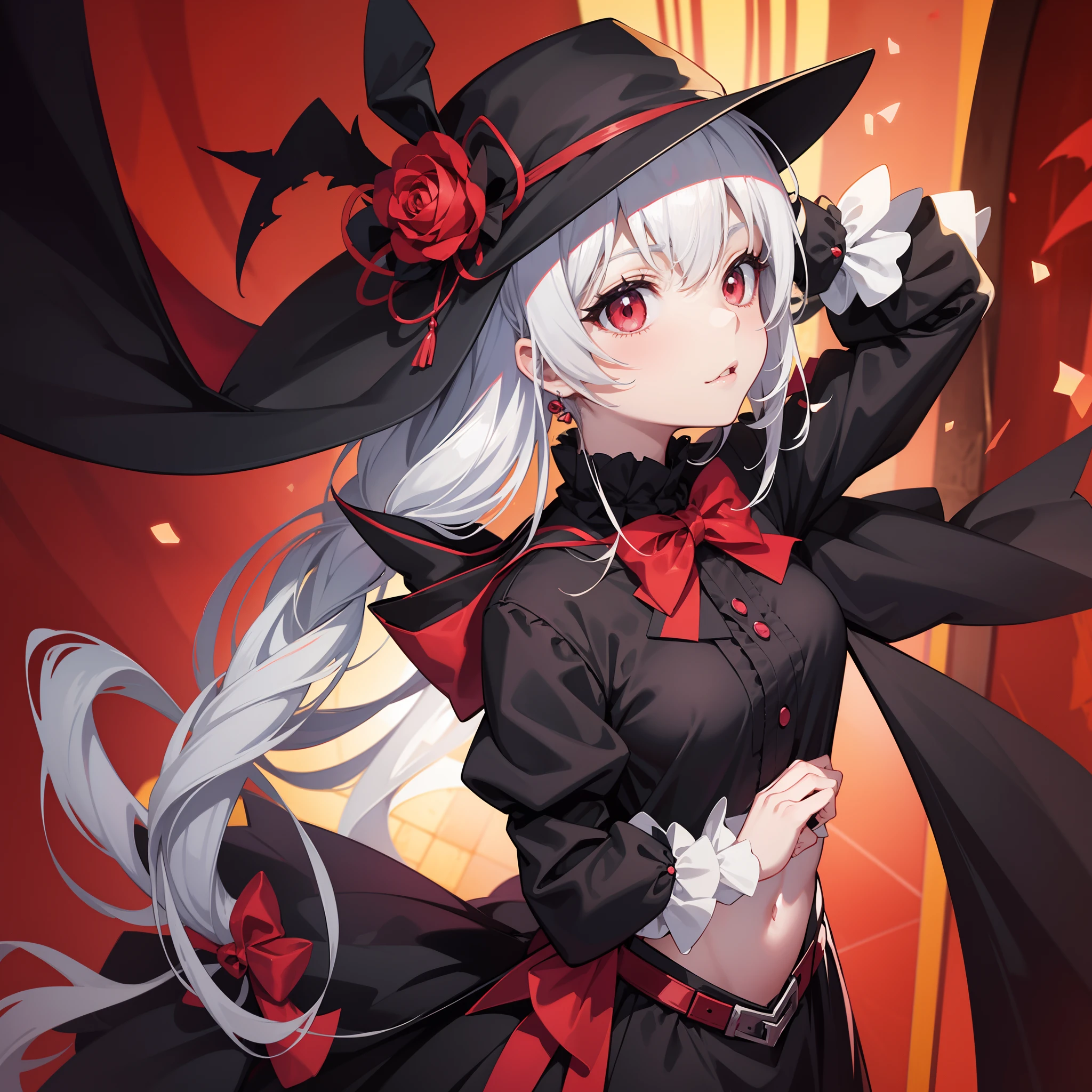 Chica anime with black hat and red eyes dressed in black, Gapmoe ...