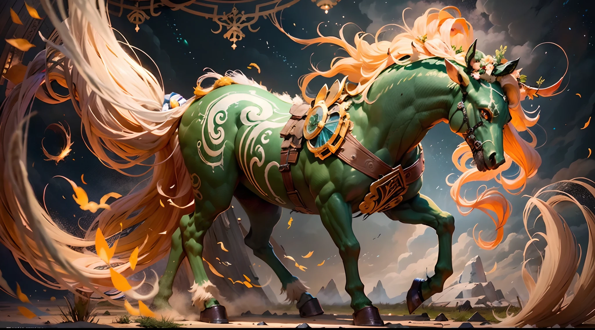 In the beautiful illustration of this super-grand scene，The ultra-distant lens shows us（Over eight separate and distinctive centaur characters：9.9），They all have their own characteristics，Vivid and interesting。Radiant from the heavens（Angelic centaurs：6.6），To nightmarish is（Centaurs surrounded by flames：6.6）、And then to the wind dancing in the air（Fairy centaurs：6.6）、And thunder and lightning surrounding（One-horned centaur：6.6），and shining metallic ones（Mechanical style centaur：6.6）、And then（A centaur with colorful dragon scales covering the whole body：6.6）The power is powerful、Elegant and agile（Elf centaur's slenderness：6.6）Gracefully wears a flower crown、Enchanting and charming（Tiflin centaurs：6.6）、Have the indescribable（Raised sexy：6.6）'s（Succubus centaurs：6.6）。Each character has their own unique charms and abilities。The illustration uses advanced artistic techniques and tools，（Divide the scene into sections by geometric arrangement：9.9），Each section corresponds to a centaur character，This makes more efficient use of space。Through Midjourney's advanced brush tools、Color palette、Material packs and model packs、Texture tools，For each centaur, beautiful props are designed to increase racial characteristics、Clothing and physical features，（Enhances the character's personality and visual appeal：2.5），The scenery in the illustrations is stunning，There are changing skies、rainbowing、extreme light、Stars and Moon。Incorporating iconic landmarks such as Mount Everest，and fireworks、tranquil lake、Natural and urban elements of waves and neon lights，Creates a magical atmosphere，The centaurs display their unique abilities and equipment in a variety of environments，This is true even in extreme alien landscapes。（Use Midjourney's toolaterial packs、Texture tools、The color palette makes depicting details vivid and realistic：9.9），From complex hairstyles and as well as different racial traits、Body、Appearance features、Clothing to real textures，This greatly enhances the realism of the cha