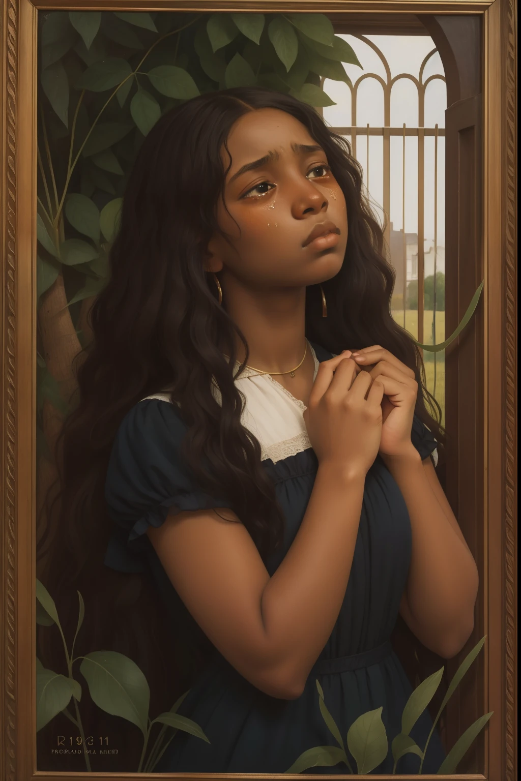 ภาพพรีราฟาเอลของเด็กสาวผสมผิวดำวัย 17 ปี ร้องไห้จนน้ำตาไหล, เศร้า, เสียหาย, ติดกับดัก, ปี 1911
