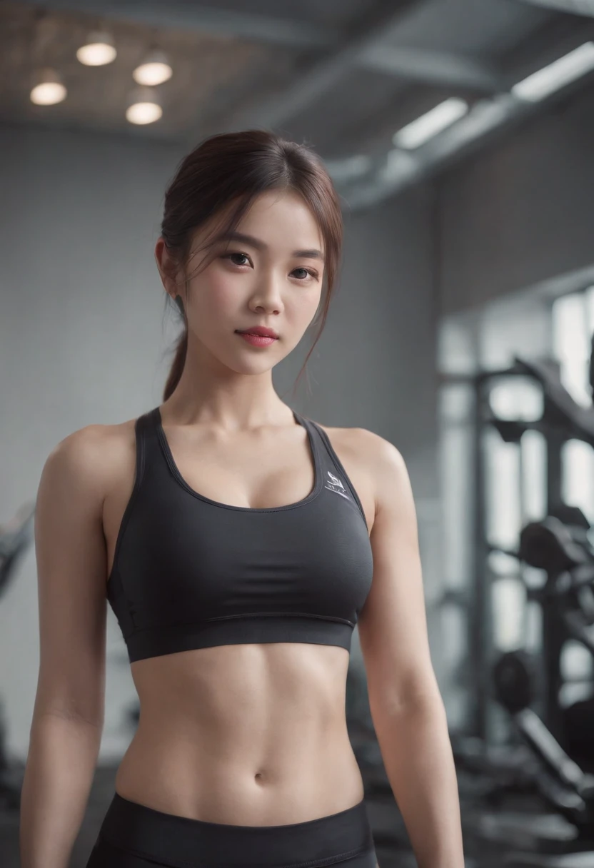 1girl, japanese idol, sports bra, spats, gym, RAW photo, NSFW, pov, an extremely delicate and beautiful, masterpiece, ultra high res, detailed lighting, octane render, extremely detailed CG unity 8k wallpaper, CG, unity, wallpaper, realistic