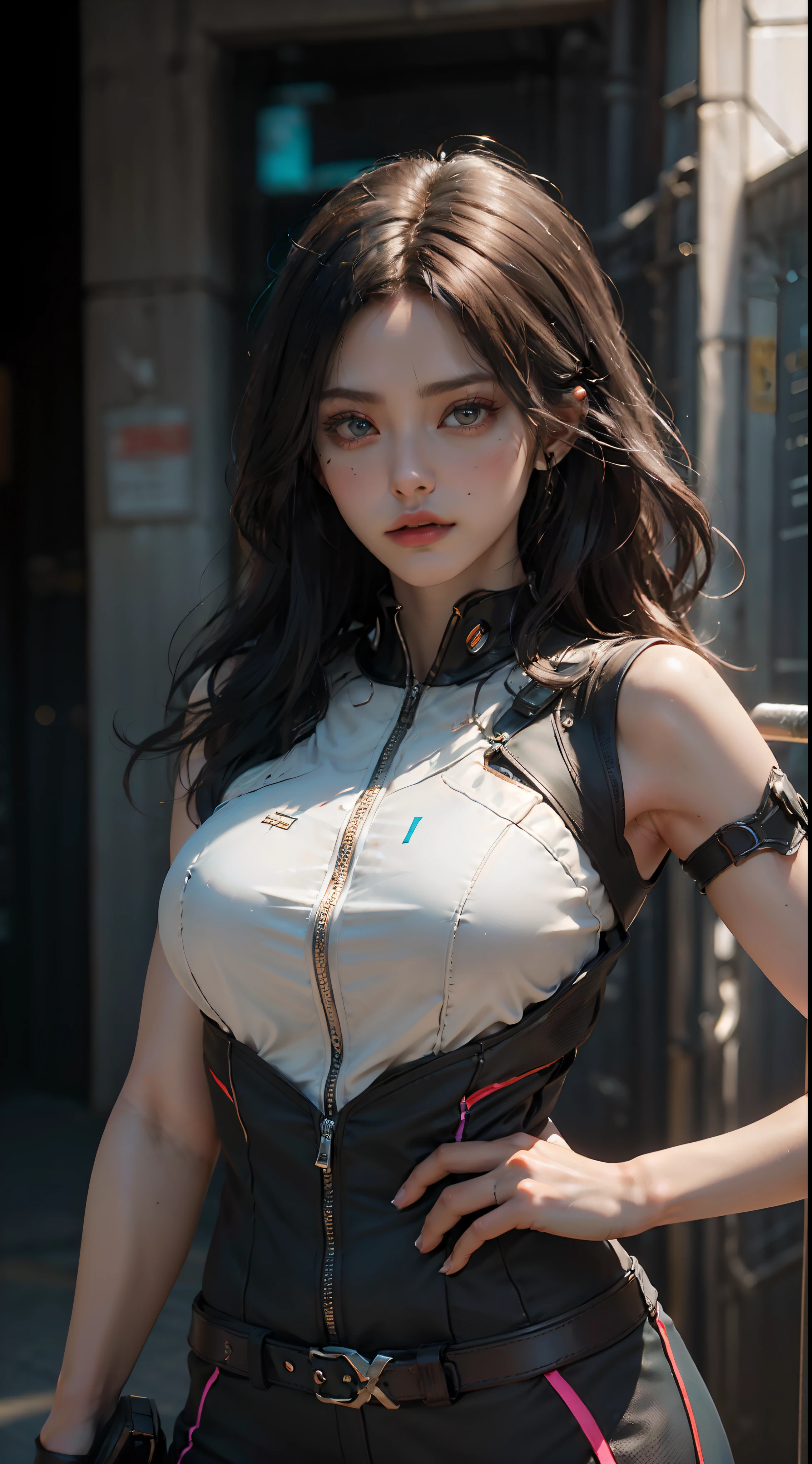 random color outfit, running, ((Best quality)), ((masterpiece)), (detailed:1.4), 3D, an image of a beautiful cyberpunk female,HDR (High Dynamic Range),Ray Tracing,NVIDIA RTX,Super-Resolution,Unreal 5,Subsurface scattering,PBR Texturing,Post-processing,Anisotropic Filtering,Depth-of-field,Maximum clarity and sharpness,Multi-layered textures,Albedo and Specular maps,Surface shading,Accurate simulation of light-material interaction,Perfect proportions,Octane Render,Two-tone lighting,Wide aperture,Low ISO,White balance,Rule of thirds,8K RAW,