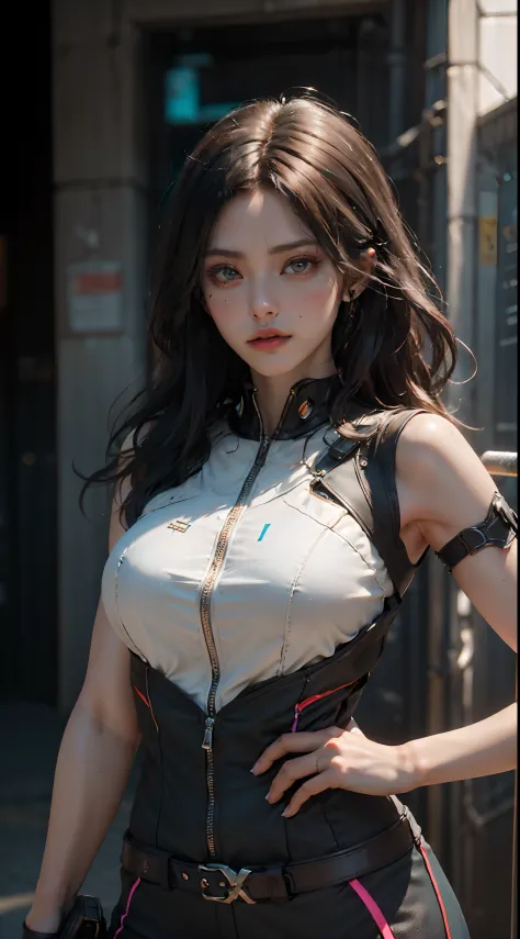 random color outfit, running, ((Best quality)), ((masterpiece)), (detailed:1.4), 3D, an image of a beautiful cyberpunk female,HD...